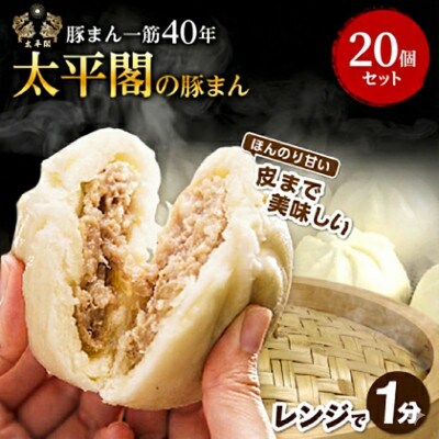 本場中国の味 太平閣の豚まん 20個(10個入り×2箱)　【総量 約2.4kg】