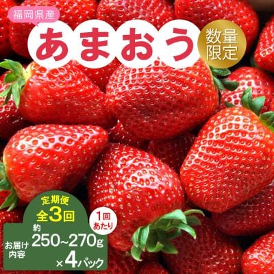 【発送月固定定期便】福岡県産あまおう約250~270g×4パック全3回