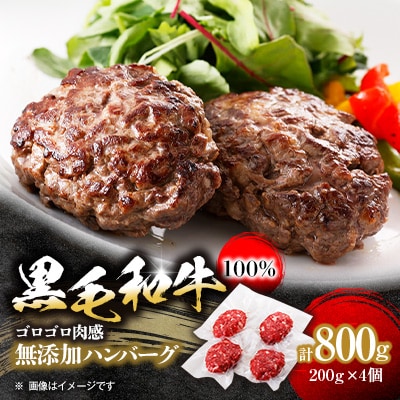 黒毛和牛100%無添加ハンバーグステーキ　計800g(200g×4個)