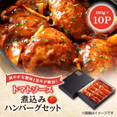 大野城市限定!トマトソース煮込みハンバーグセット 1.6kg(160g×10P)(大野城市)