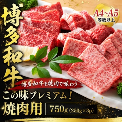 この味プレミアム!【A4～A5】博多和牛焼肉用　750g(250g×3p)(大野城市)