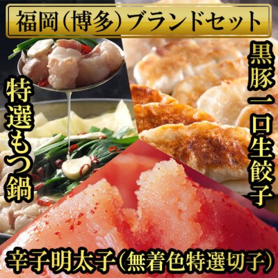 福岡ブランド堪能セット　もつ鍋2.5人前・辛子明太子3パック計450g・博多黒豚餃子3パック75個