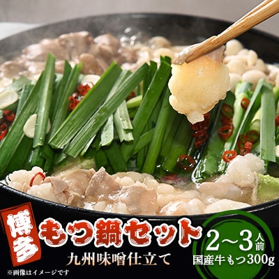 博多もつ鍋セット(九州味噌仕立て)国産牛もつ 300g　2～3人前
