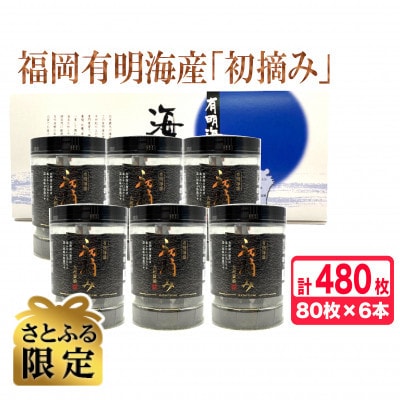 【さとふる限定】福岡有明海産 初摘み味海苔(九州醤油) 6本セット(計480枚)(大野城市)
