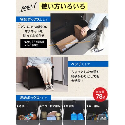 ベンチ型宅配ボックス「クルミ」ブラック P0144BTKHB-BLK