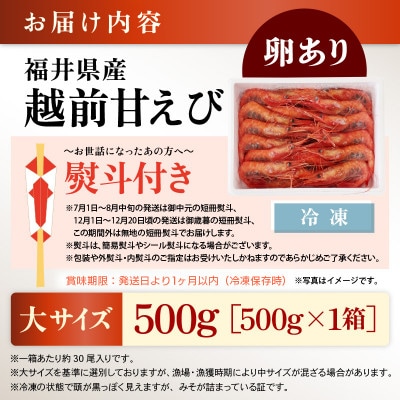 お世話になったあの方へ☆【のし付き】越前甘エビ【卵あり大サイズ】約30尾/1箱
