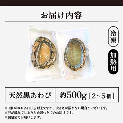 若狭湾の天然黒アワビ　約500g【冷凍・加熱用】