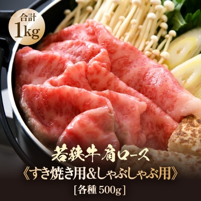 若狭牛 肩ロース しゃぶしゃぶ、すき焼き用 計1kg(500g×2)牛脂付き