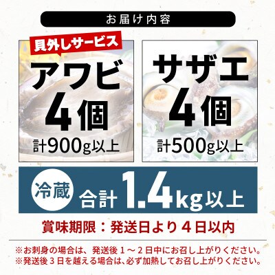 天然極上特大アワビ、特大サザエセットB(貝はずしサービス付き)