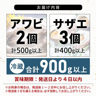 天然極上特大アワビ、特大サザエセットA