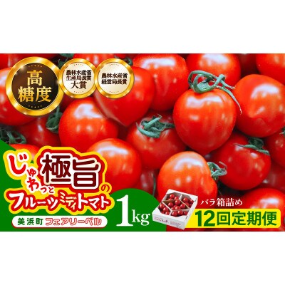 【毎月定期便】じゅわっと極旨のフルーツミディトマト 約1kg (バラ箱詰め)全12回