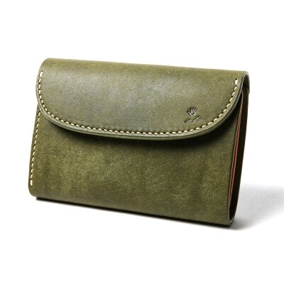 MOTOマットバケッタ三つ折りミドルウォレット(GREEN)本池秀夫監修