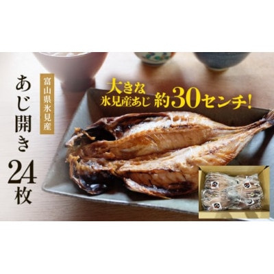 氷見産あじ開き 24枚 約30センチ!富山湾海の幸 (冷凍)