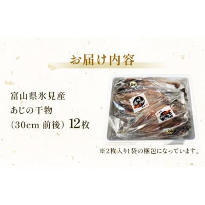 氷見産あじ開き 12枚 約30センチ!富山湾海の幸 (冷凍)