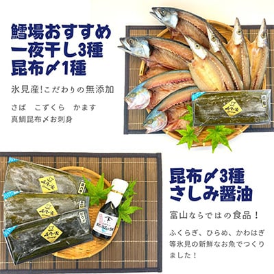 【毎月定期便】氷見の旨いもん22種!氷見ぶり・一夜干し・昆布〆お刺身・氷見うどん・ほたるいか全6回