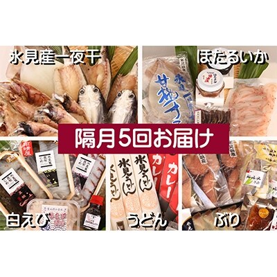 2022年1月発送開始『定期便』隔月5回届 氷見魚一夜干他山海の幸のどぐろぶり蛍いか白えび入全5回