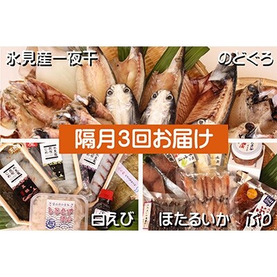 2022年8月発送開始『定期便』隔月3回届 氷見魚一夜干他海の幸のどぐろぶり蛍いか白えび入全3回
