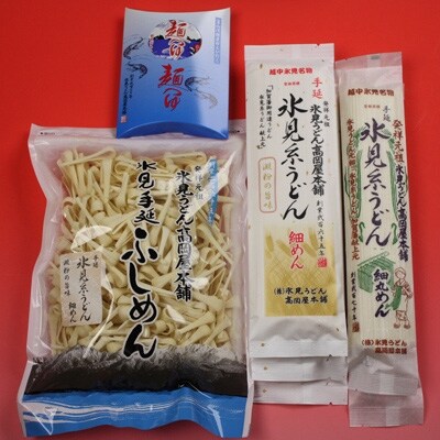 献上元　氷見うどん高岡屋本舗の3種に白えび麺つゆ