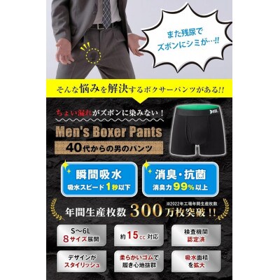【Dear Mr.】40代からの男のパンツ 尿漏れパンツ 男性用 2枚組 ブラック Sサイズ