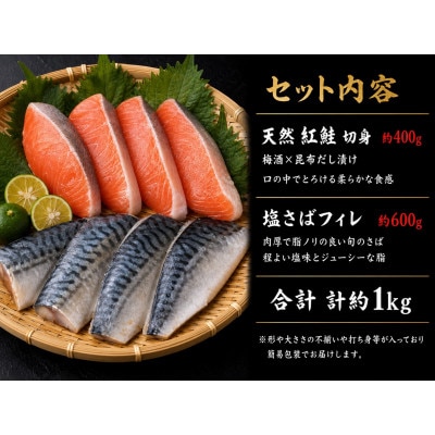 【ご家庭用訳あり】人気の塩さばフィレ&紅鮭切身セット計1kg