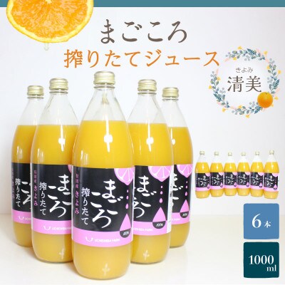 【まごころ搾りたて】清見　100%ジュース　1000ml　6本