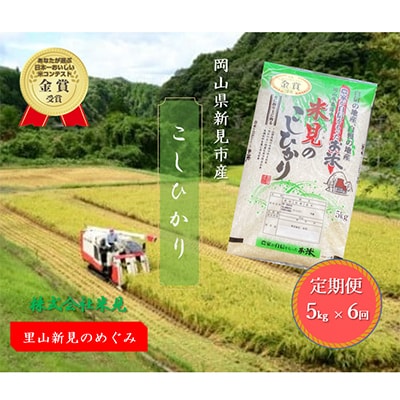 【毎月定期便】里山新見のめぐみ コシヒカリ(精米)　5kg×全6回