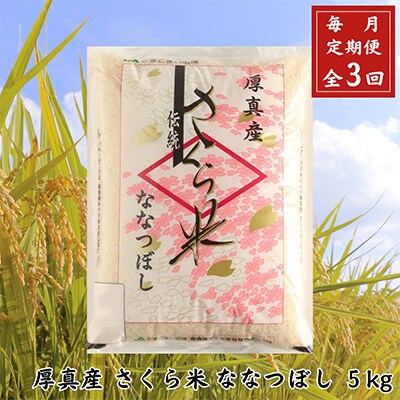 【毎月定期便】JAとまこまい広域取扱 厚真産 さくら米ななつぼし 5kg全3回【S-050】