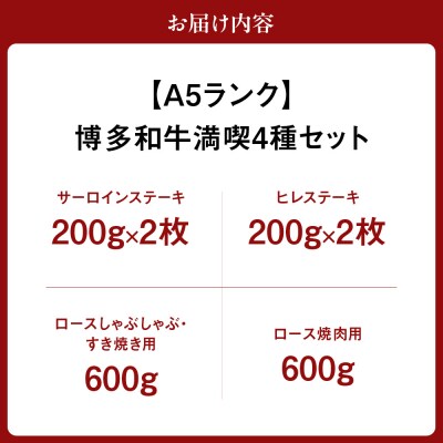 【A5ランク】博多和牛満喫4種セット 総重量2.0kg【伊豆丸商店】_HA0196