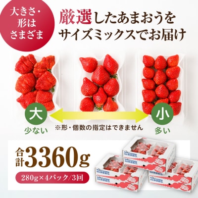 【3回連続お届け】アフター保証 大人気のあまおう 280g×4P 【JAほたるの里】_HB0032