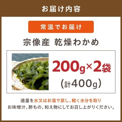 【道の駅むなかた】宗像産 乾燥カットわかめ 200g×2袋(計400g)_HA0447