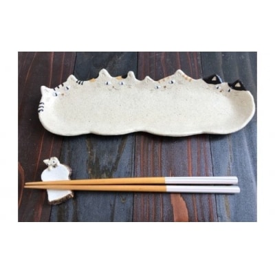 4猫姉妹の長皿~2枚セット~【716】_HA0406