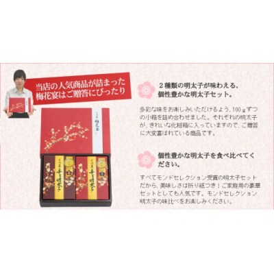 辛子明太子詰合せ2種×100g【梅花宴二味セット】【うめ屋】_HA0019