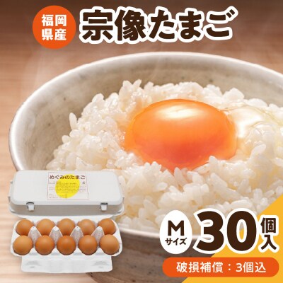 JAむなかたよりお届け!宗像たまご30個(27個+補償3個)【JAほたるの里】_HA0915