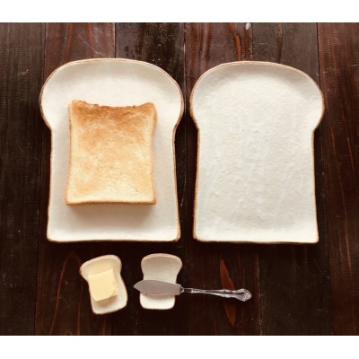 食パンの皿　ラージサイズ　4枚セット +箸置き4個セット【716】_HA0973