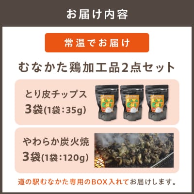 むなかた鶏加工品2点セット(とり皮チップス・やわらか炭火焼)【道の駅】_HA0772