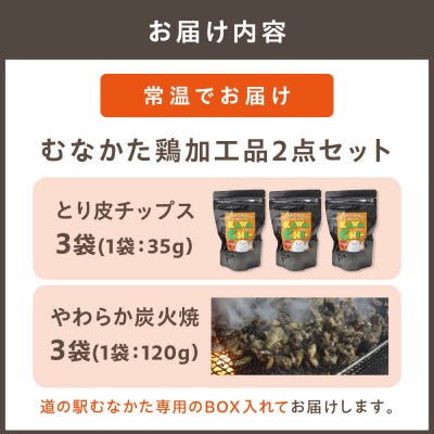 むなかた鶏加工品2点セット(とり皮チップス・やわらか炭火焼)【道の駅】_HA0772