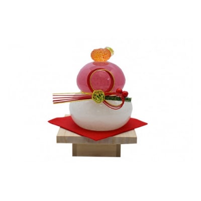 ころんっとかわいい紅白鏡餅(小)KM-N4【粋工房 】_HA1186