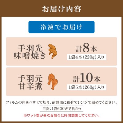  むなかた鶏 手羽先味噌焼き・手羽元甘辛煮セット【美々庵】_HA1402