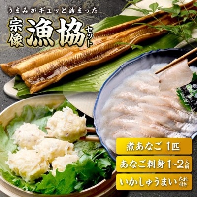 宗像漁協セット(いかしゅうまい、あなご刺身、煮あなご)【宗像漁協】_HA1519