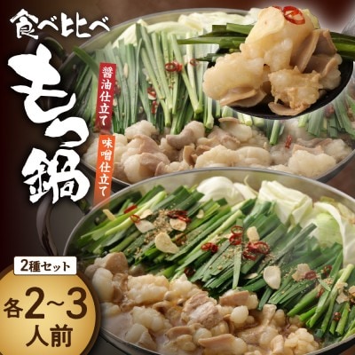 食べ比べ 博多 もつ鍋 2種 醤油 味噌 (2～3人前×2セット)【伊豆丸商店】_HA1654