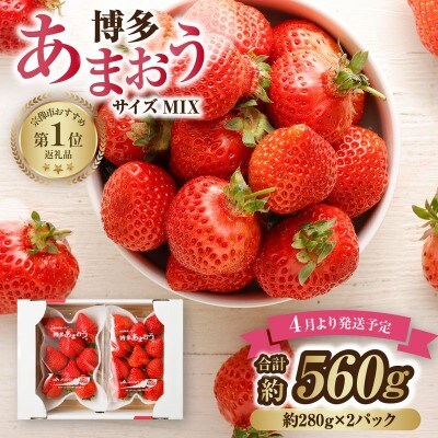 【アフター保証】4月発送!「博多あまおう」約280g×2パック【ほたるの里】_HA1938