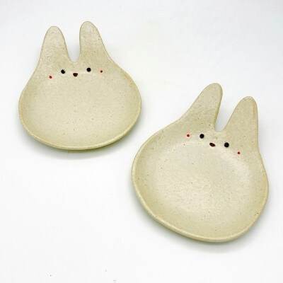 うさぎの中皿 マットホワイト 2枚セット【716】_HA1714