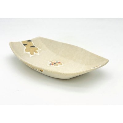 舟型皿 魚の奪い合い! 白マット釉【716】_HA1719