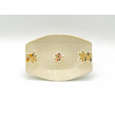 舟型皿 魚の奪い合い! 白マット釉【716】_HA1719