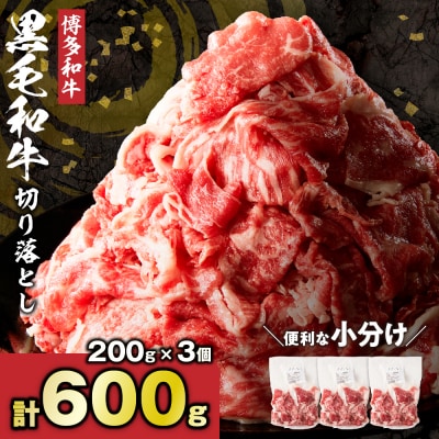 黒毛和牛 (博多和牛) 切り落とし 600g(200g×3パック)【伊豆丸商店】_HA1792