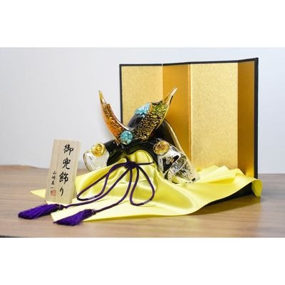 ガラスの武将兜 GK-11BK(黒)【粋工房】_HA1988