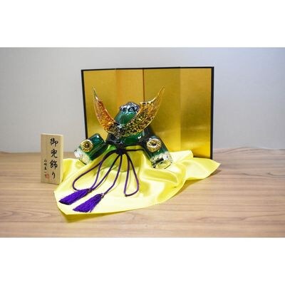 ガラスの武将兜 GK-11GR(緑)【粋工房】_HA1989