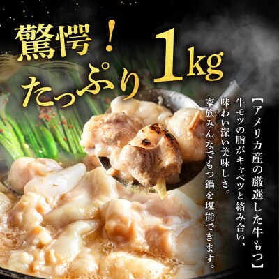 塩&あごだし醤油 贅沢もつ鍋2種セット《たっぷりもつ1kg入り》【魚住商店】_HA1682