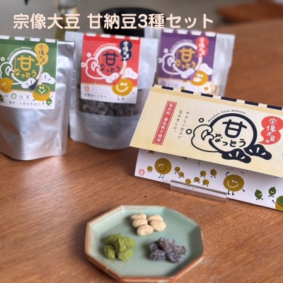 宗像大豆 甘納豆3種セット(プレーン、きなこ、抹茶)【エスピープラン】_HA2009