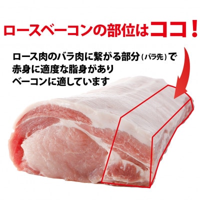 【訳あり】国産つるしロースベーコンブロック300gx4パック(1.2kg)
